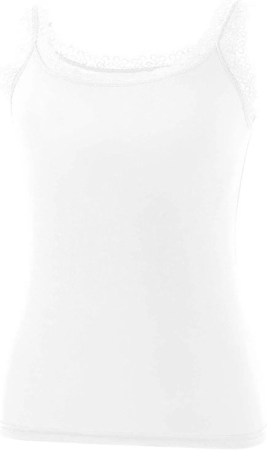Женский топ на бретелях Ribbed с кружевной отделкой, White