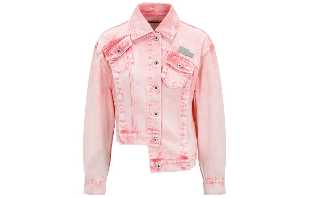 

Feng Chen Wang Асимметричная джинсовая куртка с логотипом, Pink
