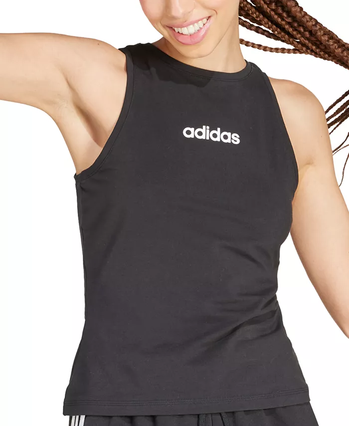 

Женская базовая майка Essentials Linear приталенного кроя adidas, черный