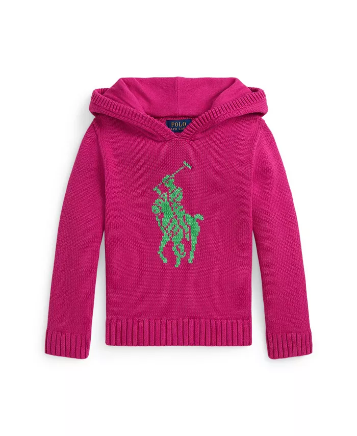 

Детская толстовка Big Pony с капюшоном для девочек 2T-6X Polo Ralph Lauren, розовый