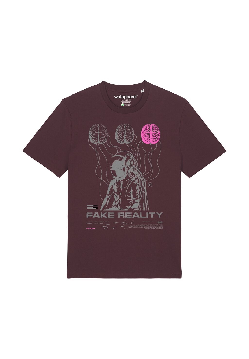 

Футболка с принтом FAKE REALITY watapparel, темно-красный
