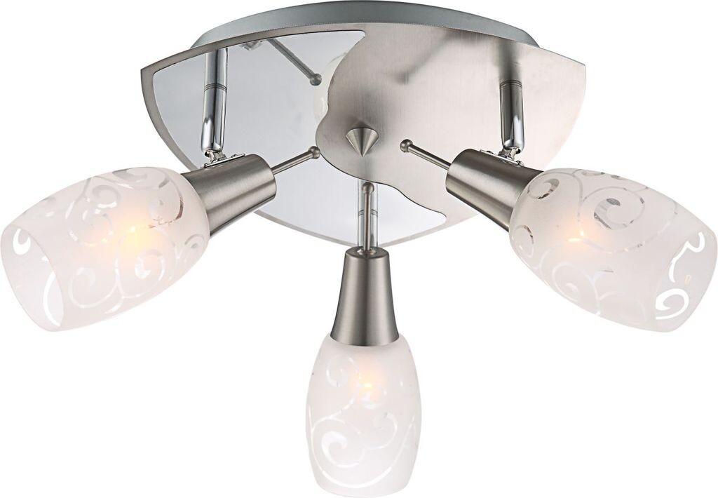 

Прожектор Globo Lighting хромированный металл, матовый никель, опаловое стекло, сатинированная отделка, ДxШxВ: 290x290x170 мм, без 3x E14 40Вт 230В., серебро