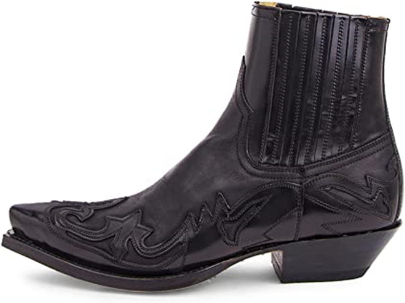 

Короткие ковбойские ботинки для мужчин, вестерн-стиль, ботинки до щиколотки, на подъем, ретро стиль Abborora, черный