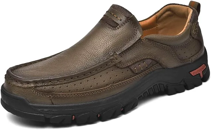 

Мужские кожаные мокасины слипоны классические повседневные уличные туфли для ходьбы Mecolop, хаки