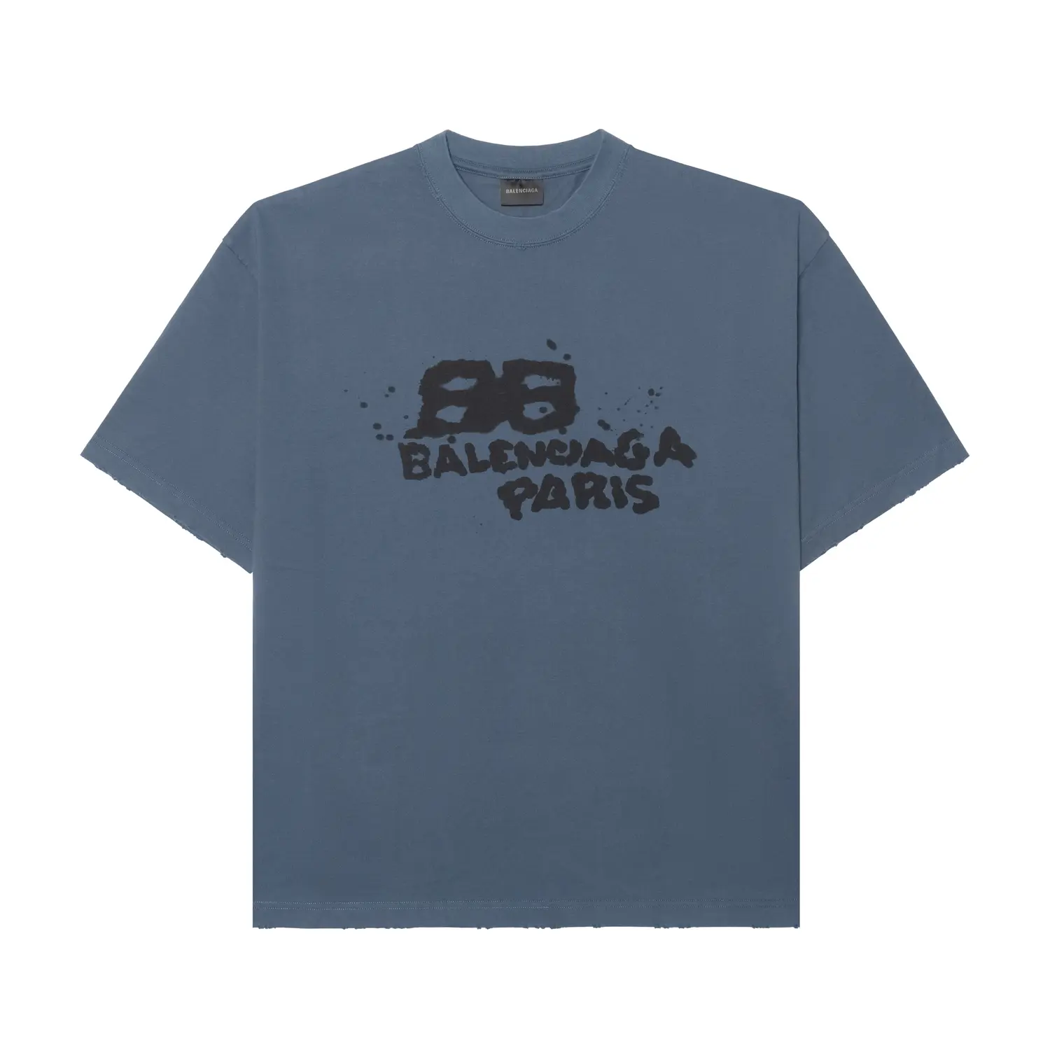 

Футболка Balenciaga с ручной росписью BB Icon SS23 Regular Fit Мужская Потертая Синяя/Черная