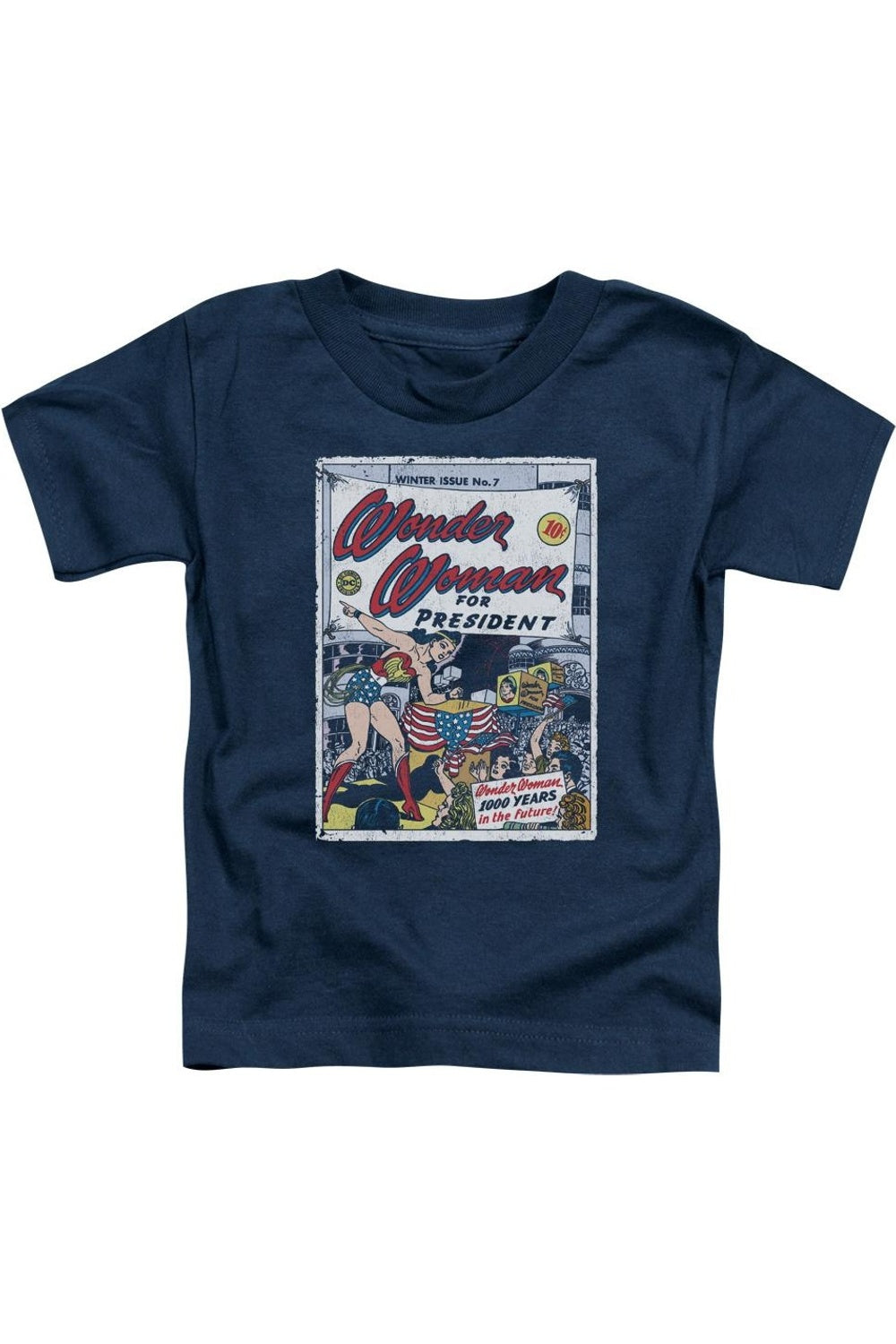 

Футболка с коротким рукавом DC Comics Wonder Woman For President для малышей Gildan, темно-синий