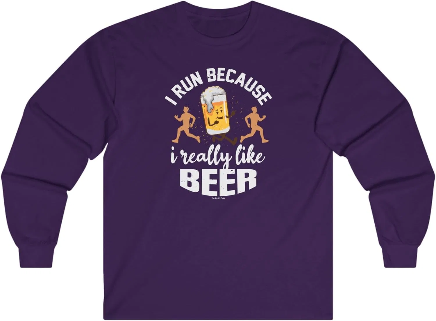 Футболка с длинным рукавом, хлопковая, I Run Because I Really Like Beer, Purple