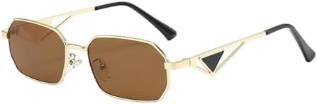 

Модные солнцезащитные очки для женщин 2026 года, винтажная металлическая оправа, многоугольные солнцезащитные очки для женщин, роскошные очки, золотистый чай, один размер MTZJH, One Color