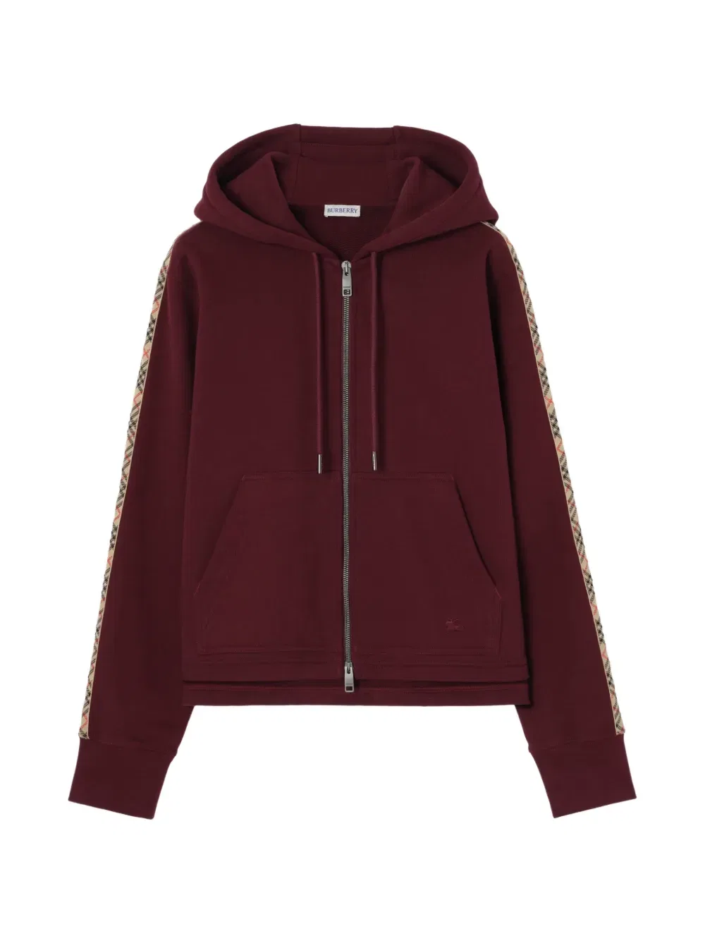 Толстовка Burberry, женская, клетчатый узор с вышивкой рыцаря-всадника, красный