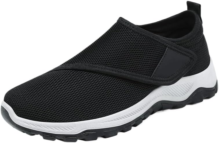 

Мужские повседневные комфортные кроссовки для ходьбы, ультралегкие, с плоской подошвой, противоскользящие, с застежкой-липучкой, модные Hhhchpm, черный