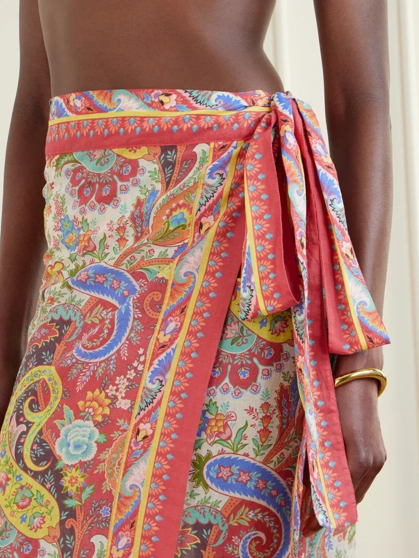 Накидка из вуали с узором пейсли Etro, бордовый — фото 4