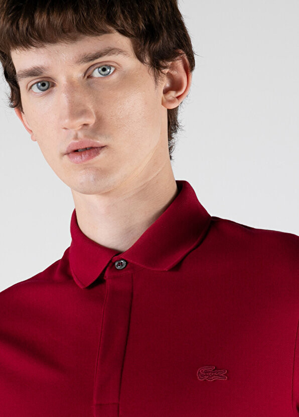 Мужская футболка-поло regular fit бордово-красная paris paris Lacoste — фото 3