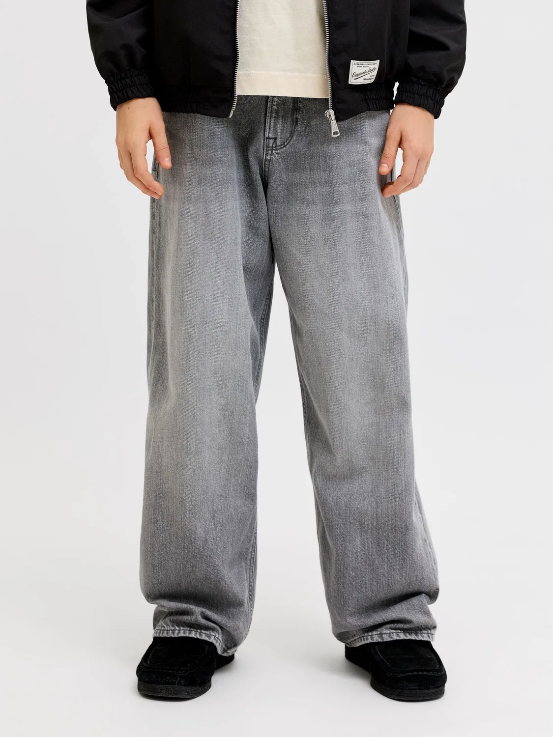 Широкие джинсы, деним, JACK & JONES Junior, черный деним — фото 3