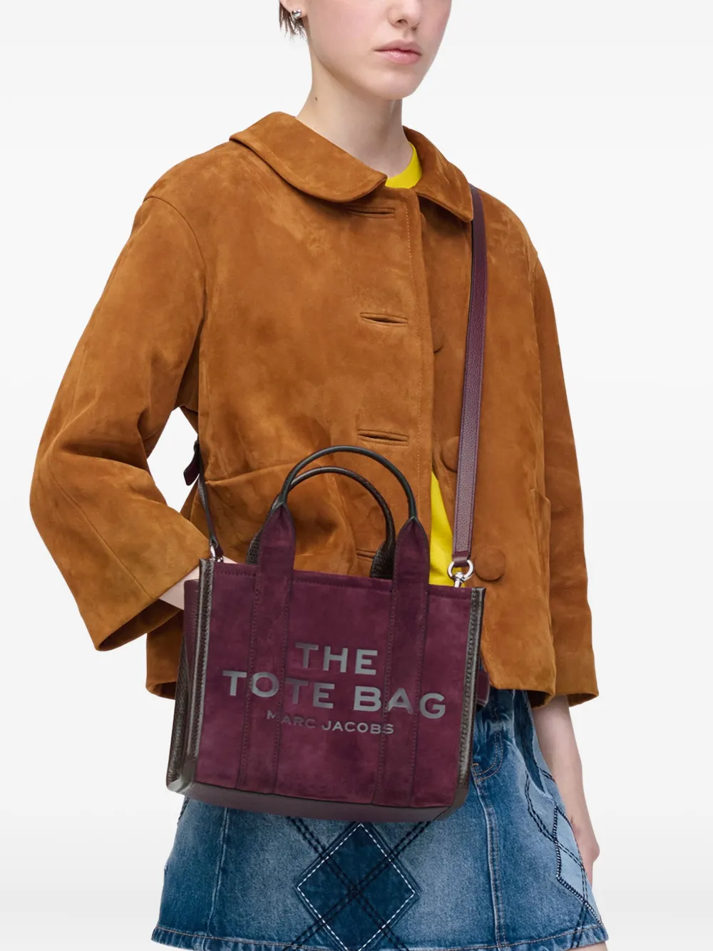 Сумка-тоут из замши небольшого размера MARC JACOBS, фиолетовый — фото 2