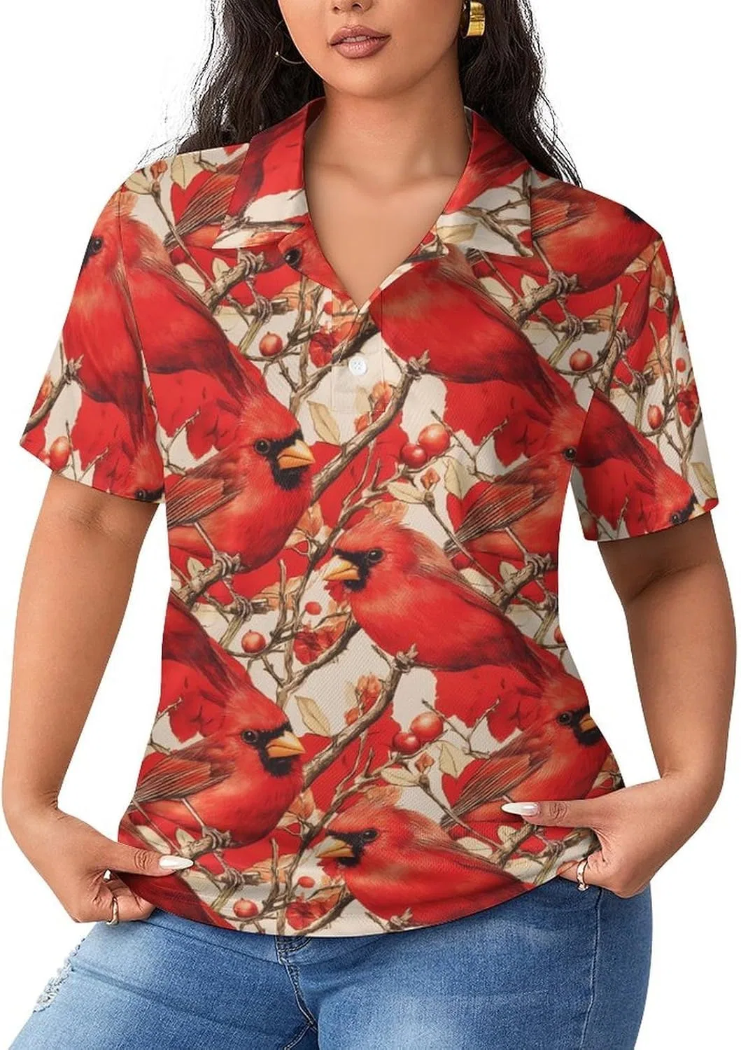 Женское поло Cardinal Cute Bird, стиль Style