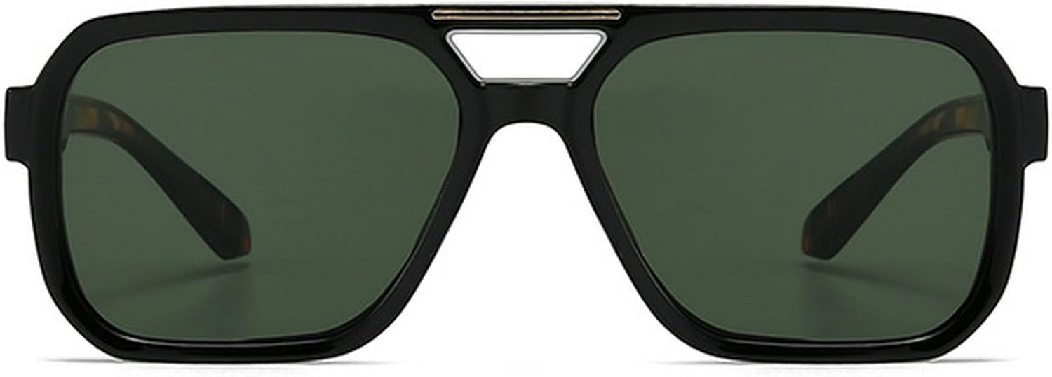 

Модные солнцезащитные очки с двойной перемычкой, квадратной формы, женские, в стиле ретро, ​​голубые, с защитой от УФ-излучения UV400, мужские, черные, для активного отдыха mincl, Green