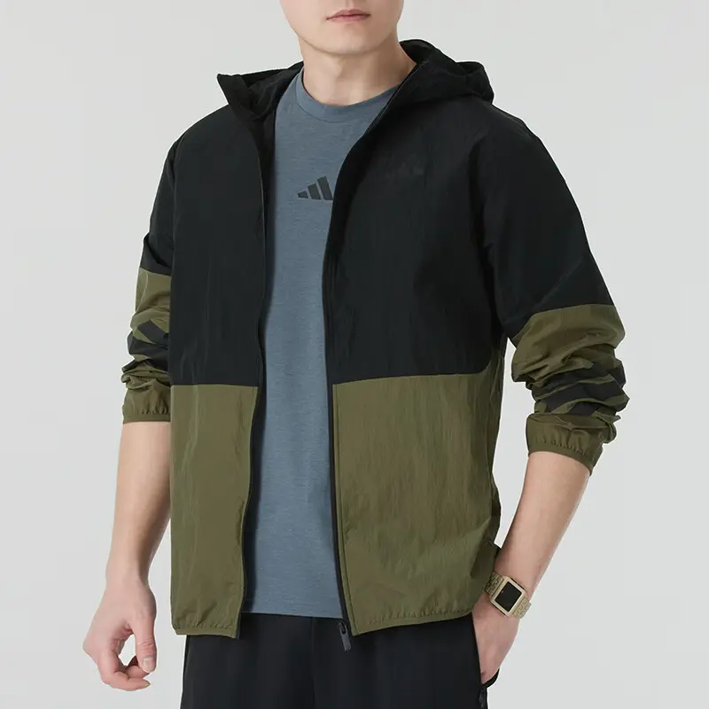 Adidas Футуристический свитшот с молнией на половину и плетеными полосками, Black/Green — фото 3