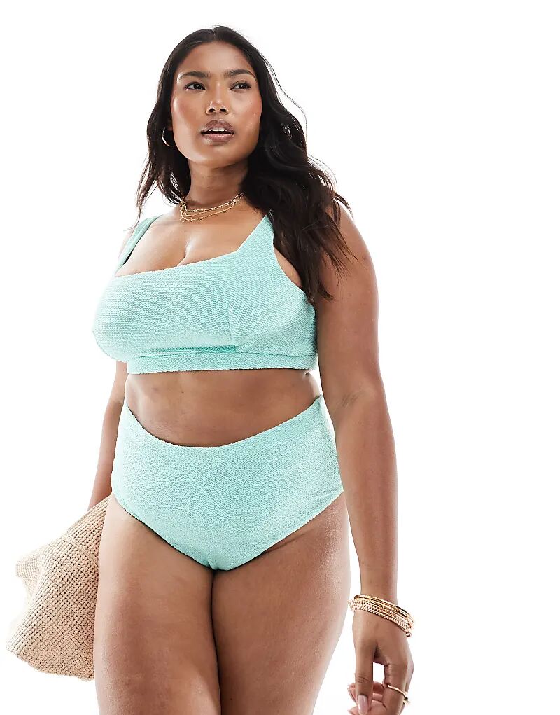 

Бикини-топ Curve Charlene с текстурированной квадратной горловиной цвета мяты от ASOS DESIGN Asos Curve