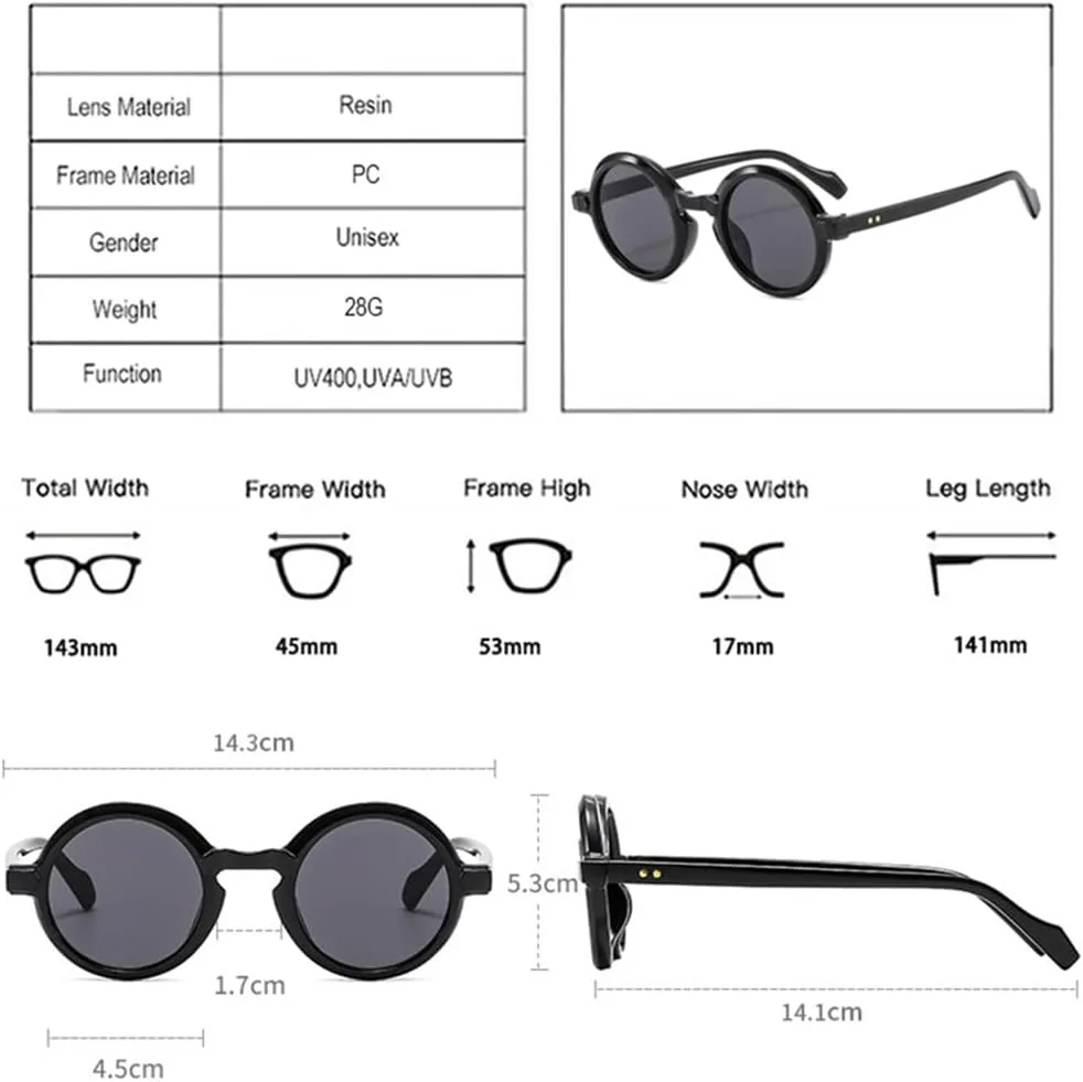 

Солнцезащитные очки UV400 для мужчин и женщин | Круглые, в стиле панк, с двойным градиентом | Для вождения и занятий спортом на открытом воздухе generic, Black Gray