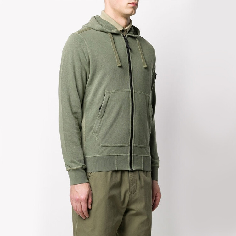 Толстовка мужская Stone Island на молнии, зеленый — фото 3