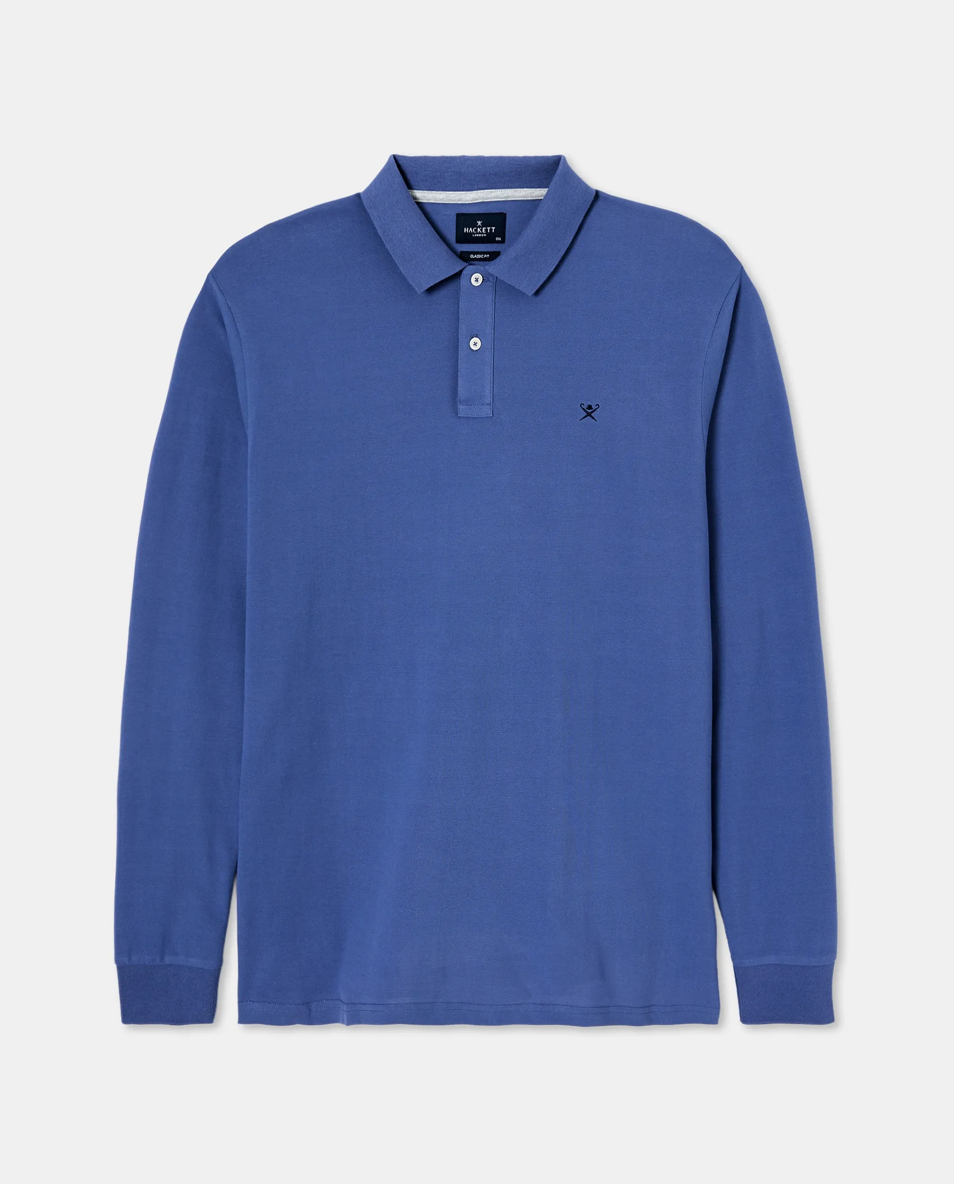

Мужская рубашка поло с длинным рукавом и вышитым логотипом, большие размеры Hackett, синий