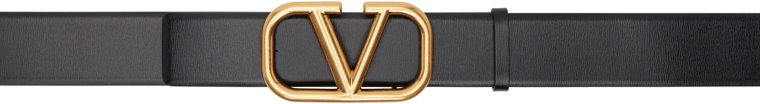 

Черный ремень из телячьей кожи с логотипом VLogo Valentino Garavani, Nero