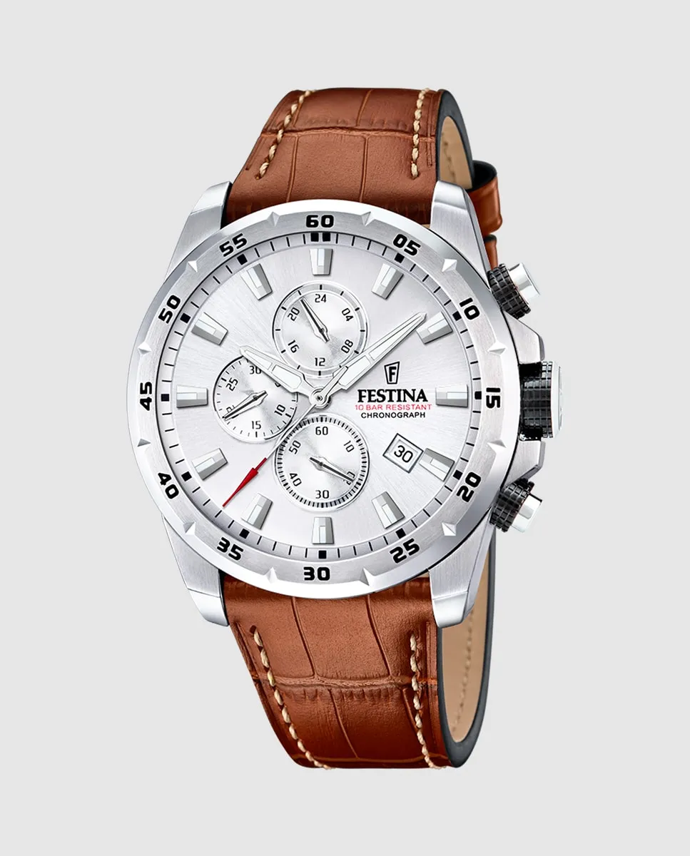 

F20692/1 Мужские часы Timeless Chronograph из коричневой кожи Festina, коричневый