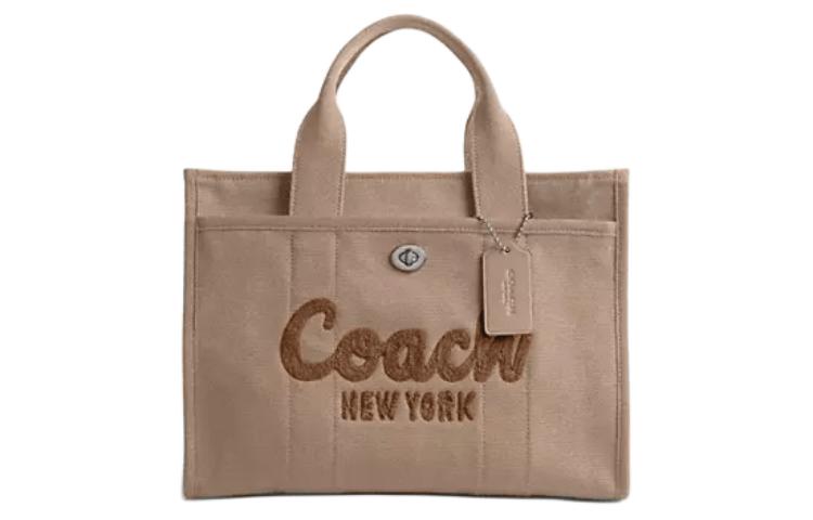 

Сумка-шоппер из парусины с карманами на молнии, через плечо, большая, женская, коричневая COACH