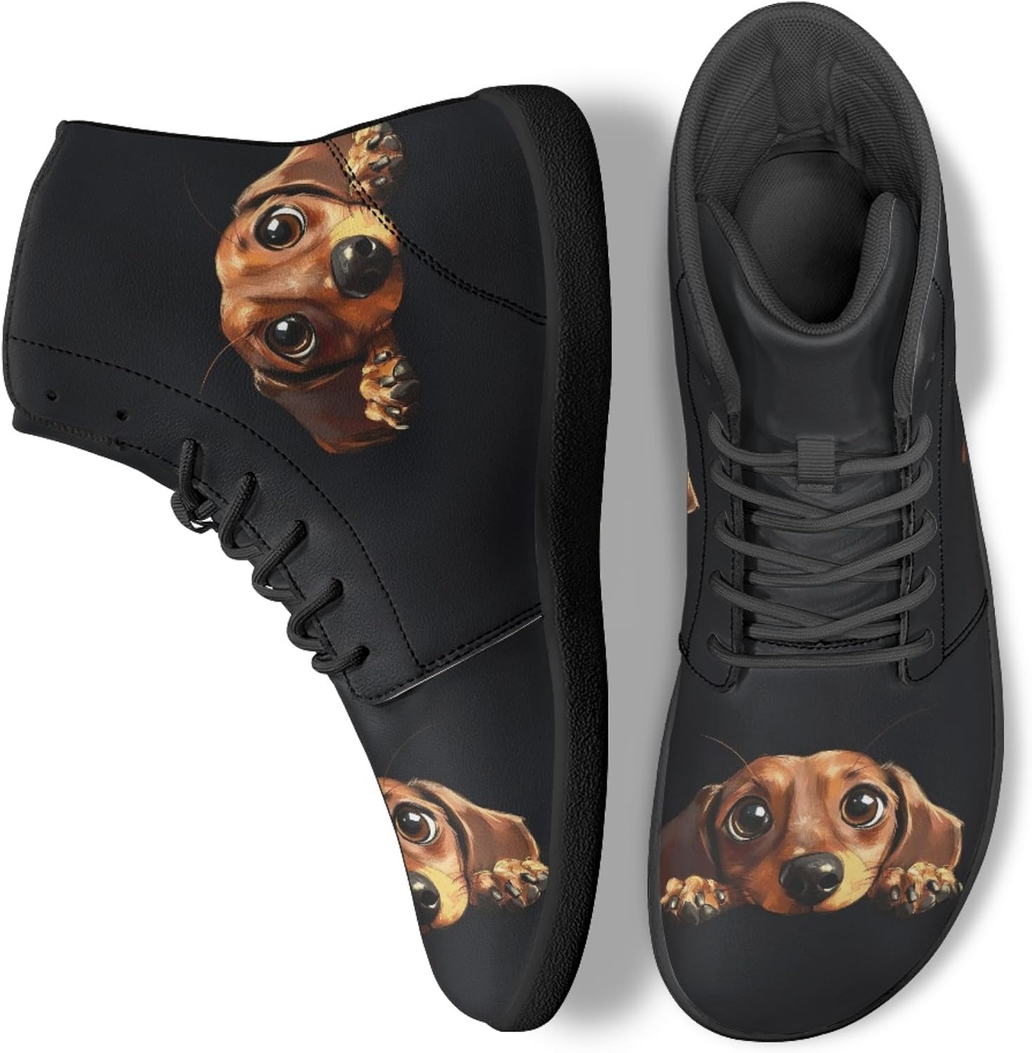 

Стильные высокие кроссовки из PU-кожи с принтом для мужчин и женщин, босоногого типа Arleeorkee, Beagle