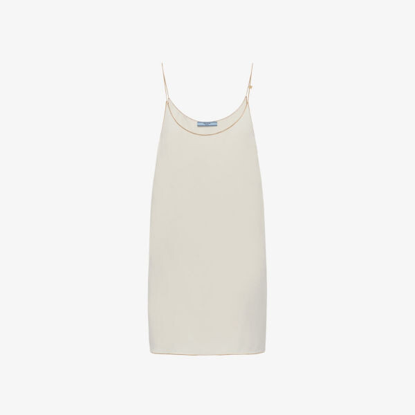 

Тканое платье мини Sablé с подвеской-логотипом Prada, цвет neutral