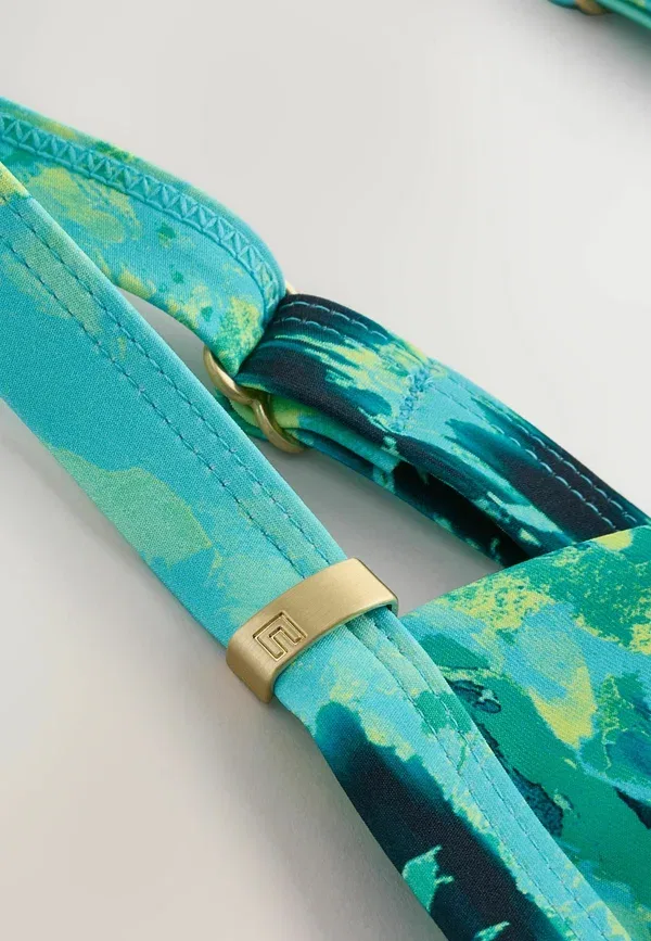 Купальник Next, Bright floral shape enhancing swimsuit, лаймово-голубой с анималистичным принтом — фото 4
