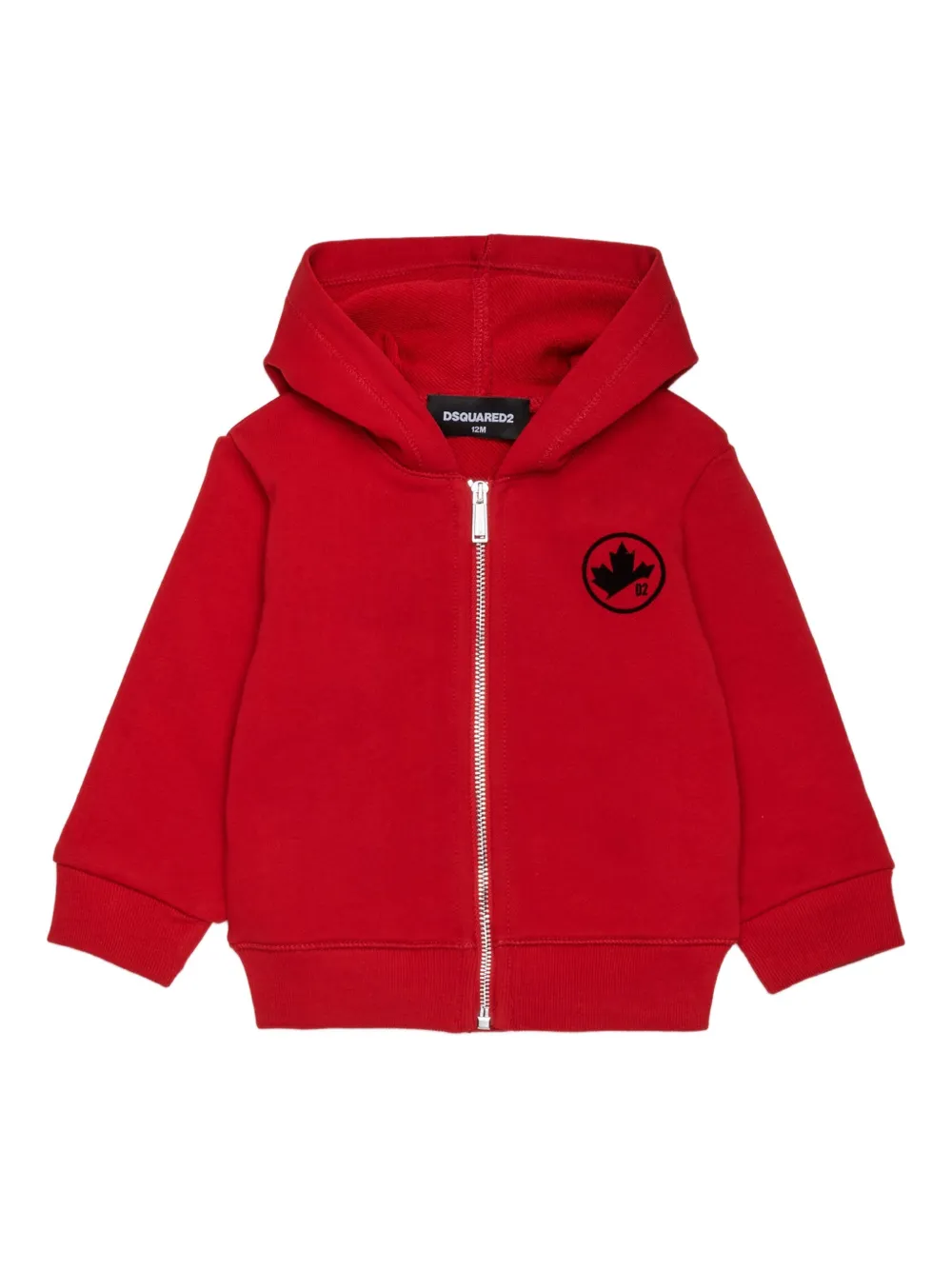 

Толстовка с капюшоном на молнии с кленовым листом DSQUARED2 KIDS, красный
