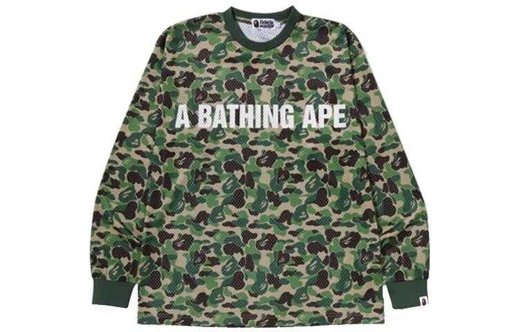 Футболка свободного кроя BAPE ABC Camo Mesh с длинным рукавом A Bathing Ape, цвет Peach