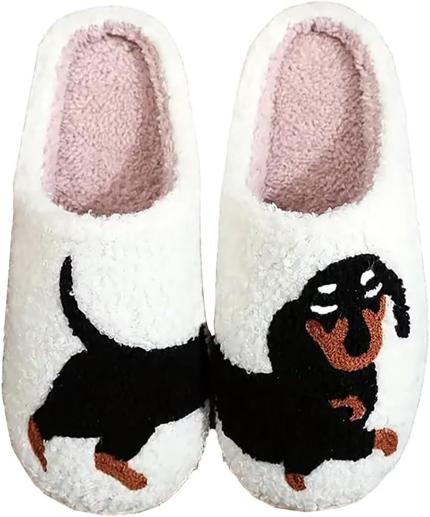 

Женские и мужские домашние тапочки FUHUAQI с ретро-принтом «леопард», смайликом и молнией, мягкие плюшевые, с эффектом памяти, теплые, с нескользящей подошвой, черный