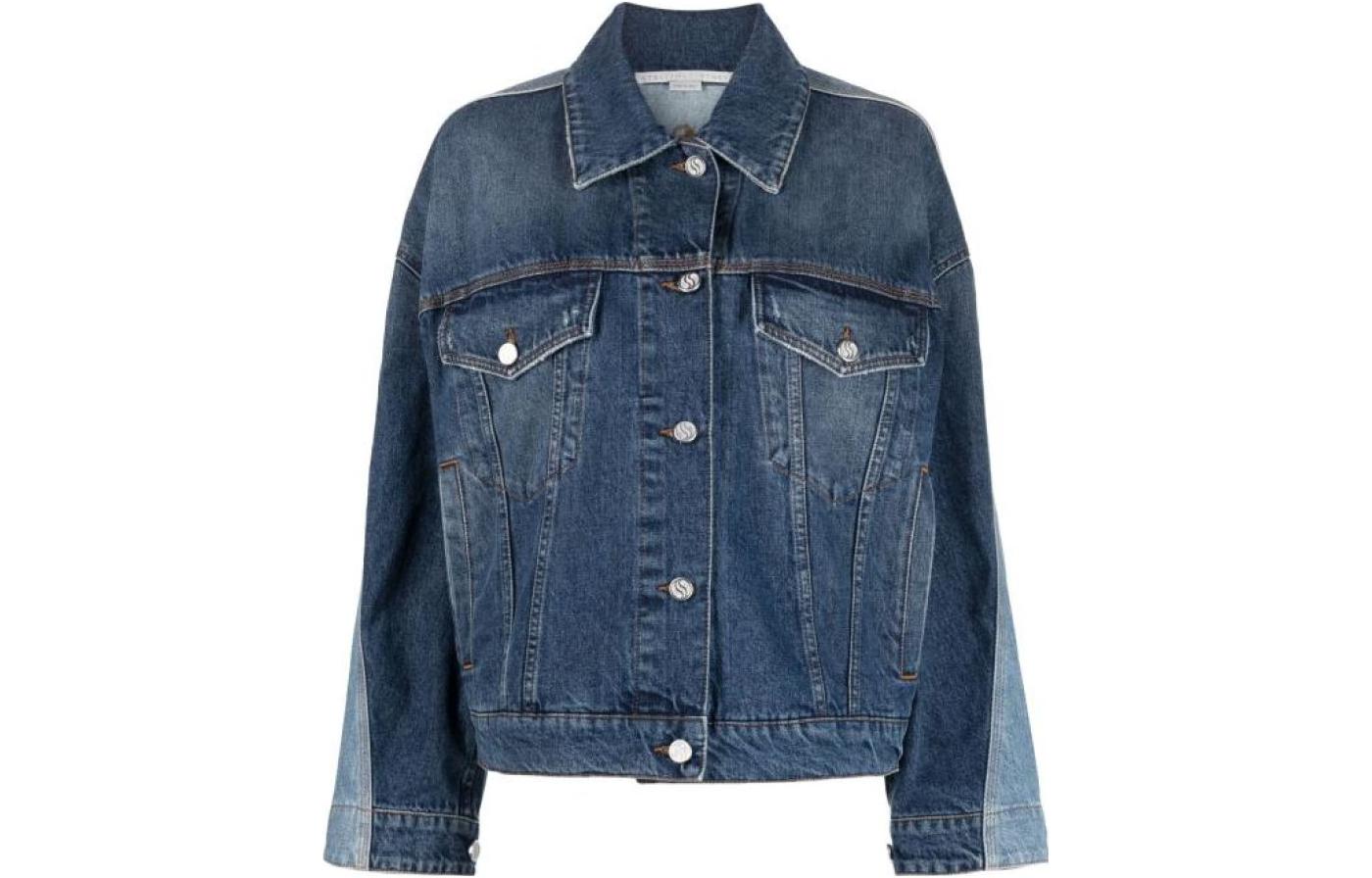 Stella McCartney Джинсовая куртка с пэчворком и пуговицами, Denim Blue — фото 3