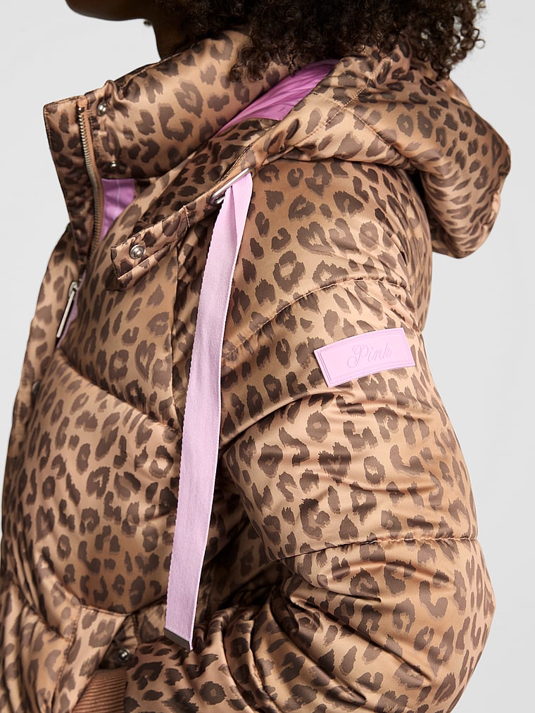 

Укороченная стеганая куртка Marshmallow Pink, natural leopard