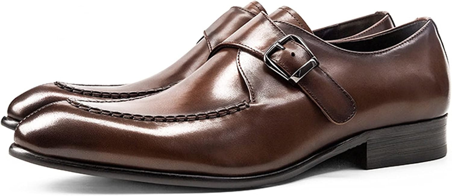 

Мужские туфли WKNBEU Oxfords с закрытым носком, ремешком-монком, крыльчатым узором, формальные слипоны, деловые повседневные удобные коричневые туфли- US10/UK9/EU43