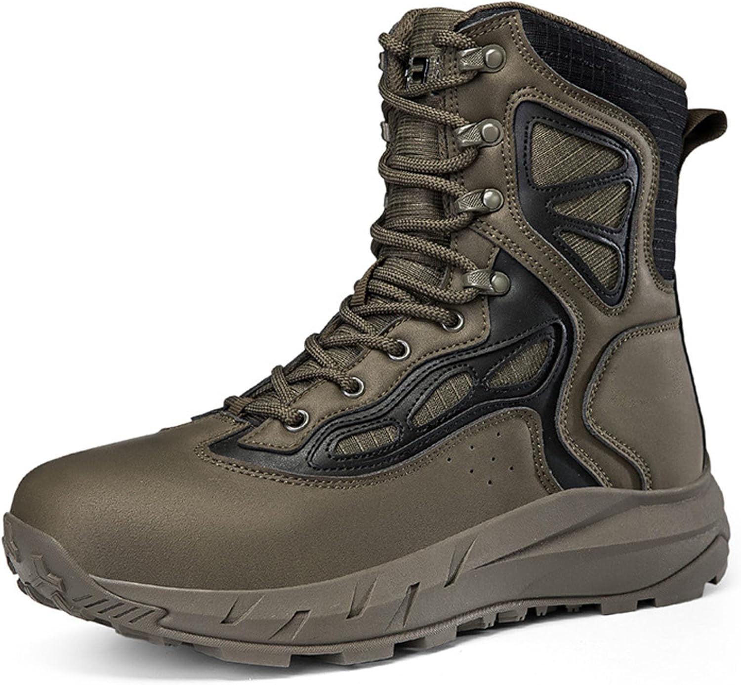 

Мужские тактические походные ботинки Kervaky, легкие, противоскользящие, средние кожаные треккинговые туфли, зеленый