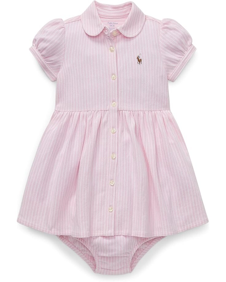 

Платье Polo Ralph Lauren Kids Striped Knit Oxford Dress, цвет Carmel Pink/White