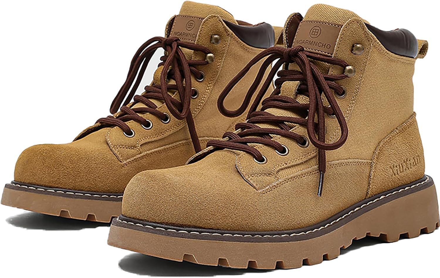 

Мужские замшевые ботинки на шнуровке, классический округлый носок, удобные, с противоскользящей платформой, низкий каблук, ботинки-чукка для боя, повседневные, для вождения, мотоцикла, нарядные ботильоны Wvbvlo, коричневый