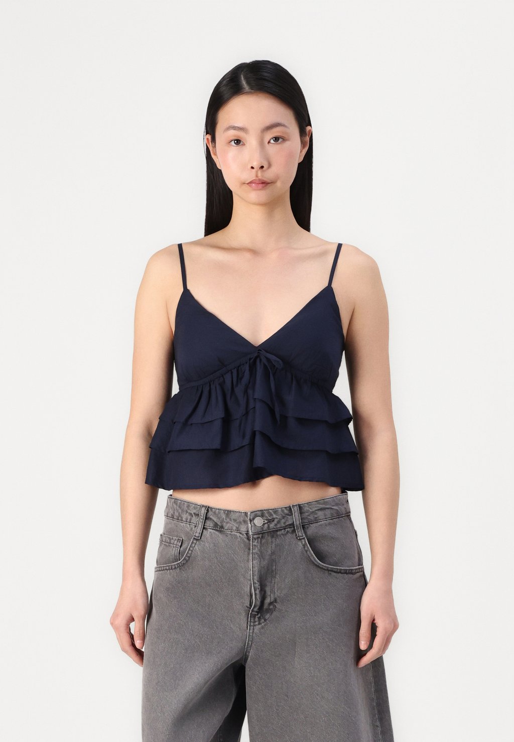 

Блуза BARE TIERED BABYDOLL - Top Hollister Co., темно-синий