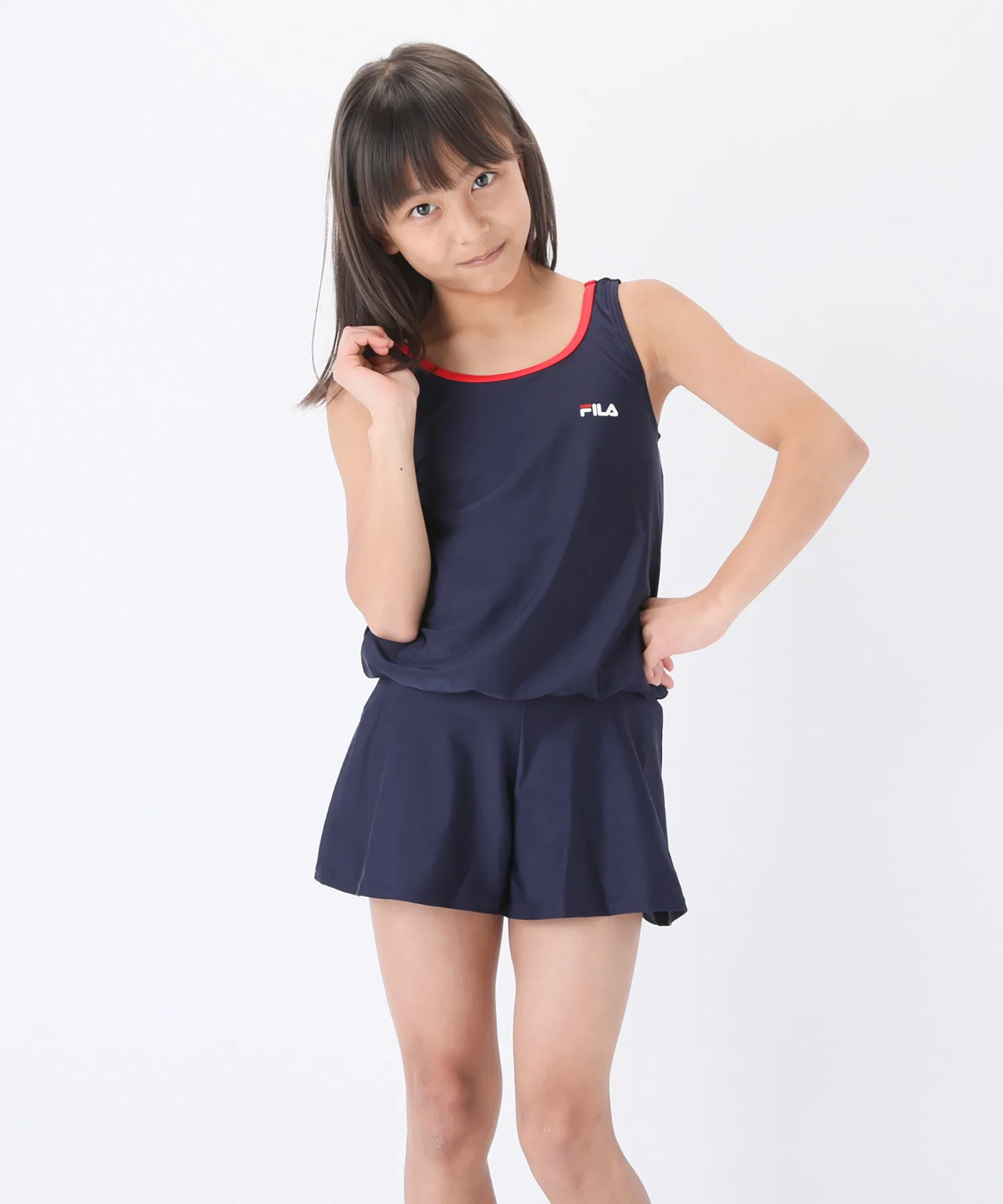 【FILA】Слитный школьный купальник для девочек — фото 3
