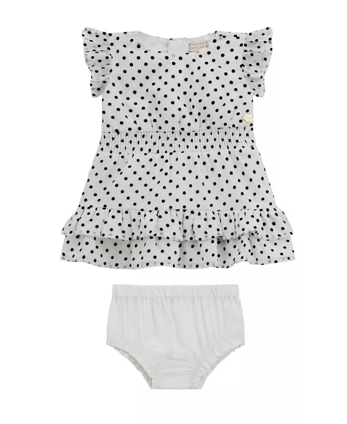 

Комплект для девочек из шифонового платья с короткими рукавами и блумеров GUESS