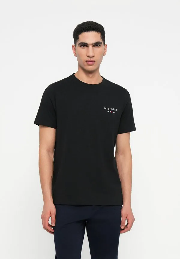 Футболка маленького размера с логотипом бренда, базовая футболка. Tommy Hilfiger, Black
