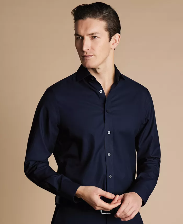 

Мужская классическая рубашка Slim-Fit из несминаемого твила Charles Tyrwhitt, синий