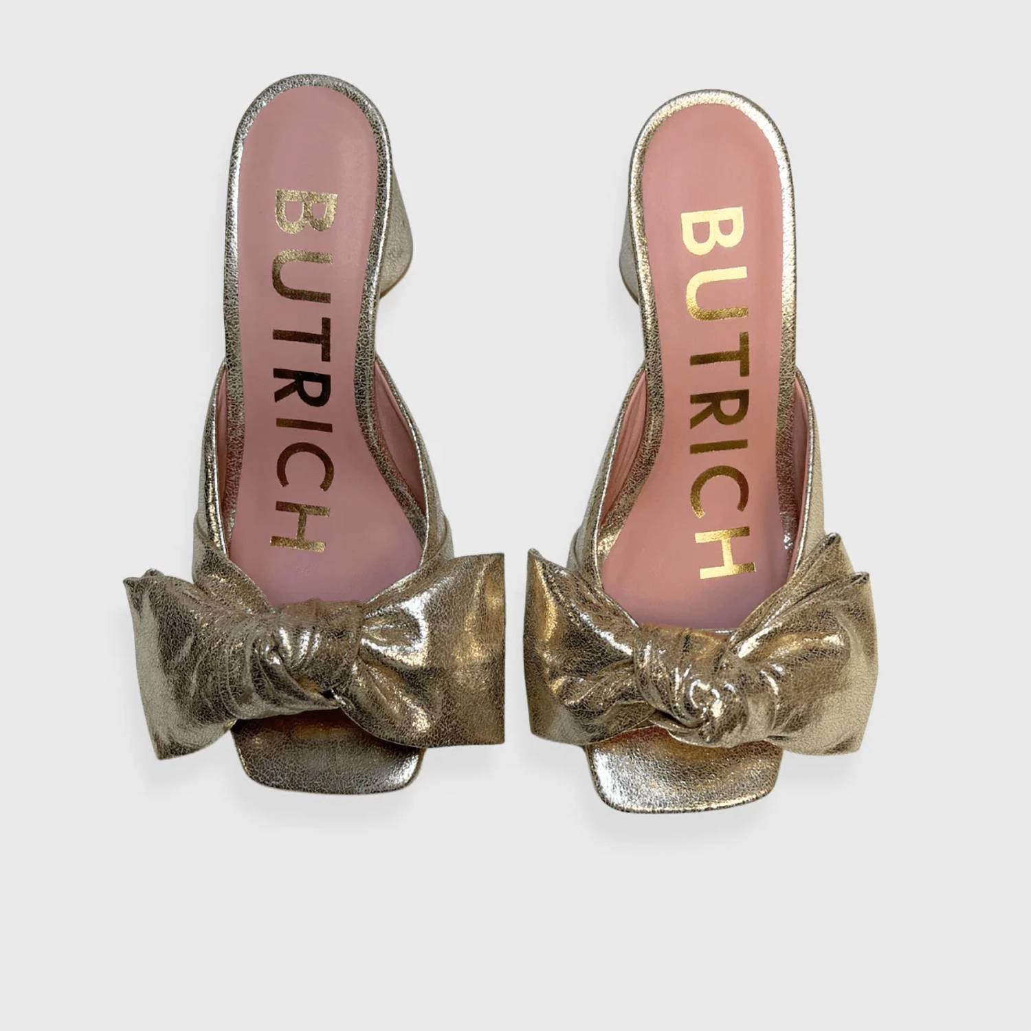 Женские золотые босоножки Gianna Slide Pump на каблуке BUTRICH, золотой — фото 3