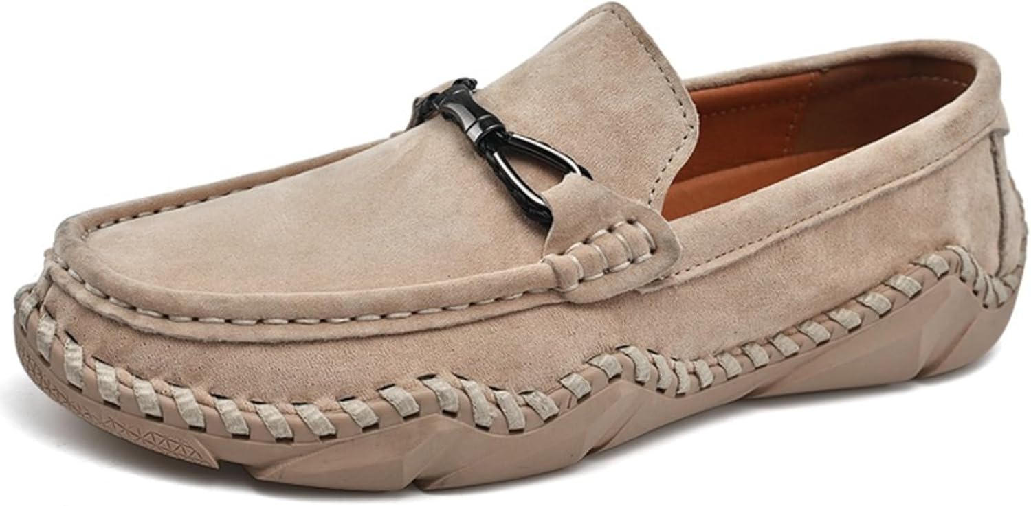 

Мужские ручной работы лоферы из натуральной замши, мокасины с пряжкой, повседневные тапочки, удобная обувь с нескользящей мягкой подошвой, для всех сезонов, повседневной носки, офиса и прогулок Netehadi, бежевый