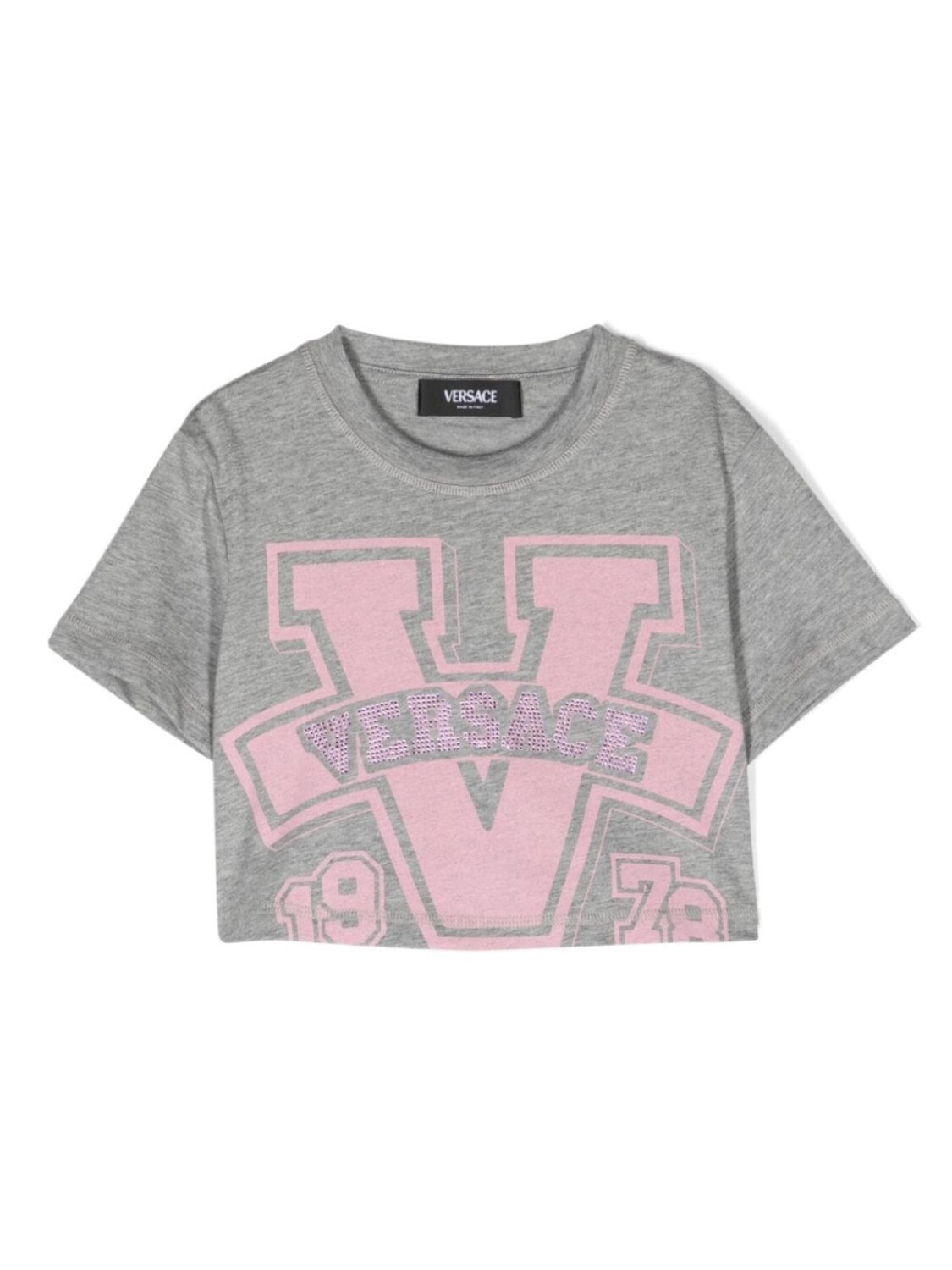 

Versace Kids укороченная футболка с логотипом, серый