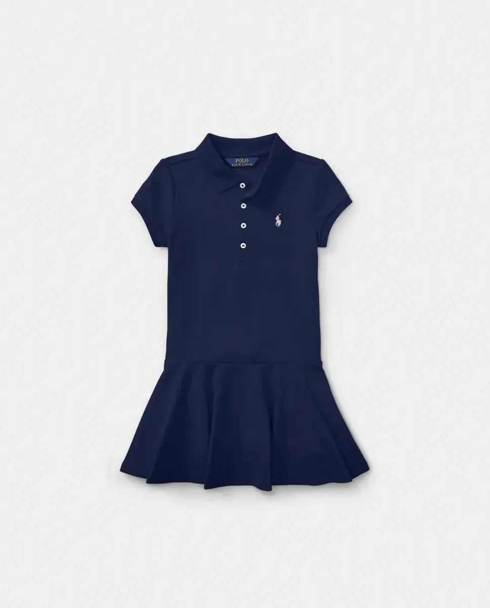 Детское платье поло из эластичного пике Polo Ralph Lauren, темно-синий — фото 4