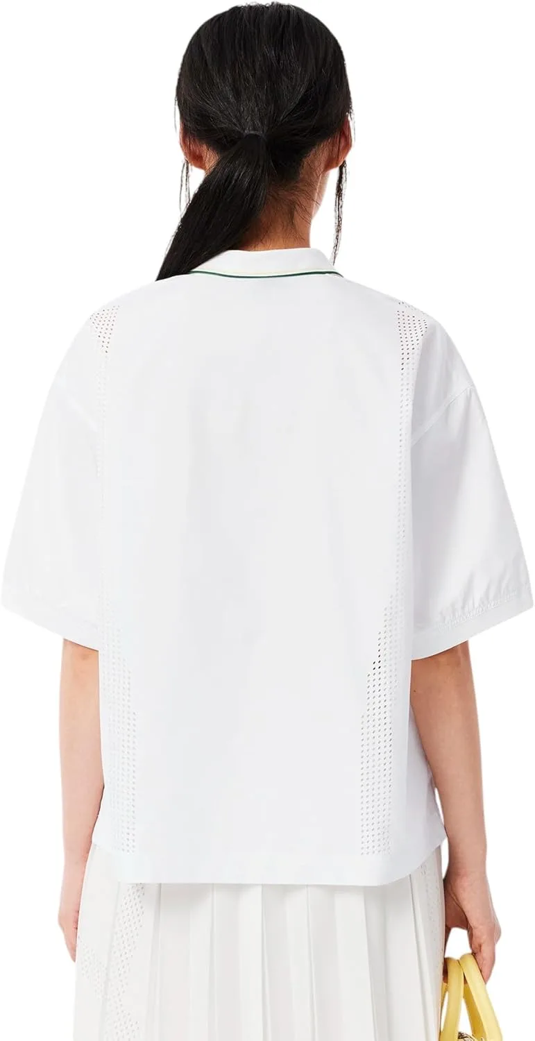 Поло Lacoste Oversized из технической ткани, Белая — фото 3